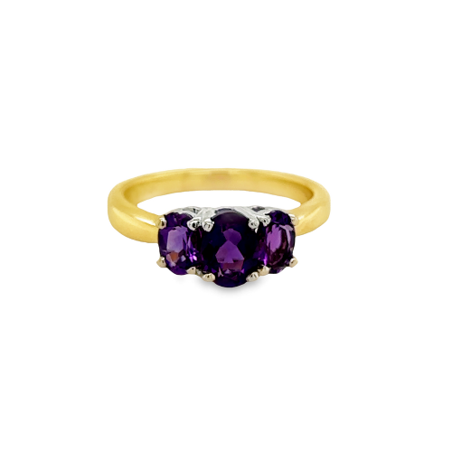 AMETHYST THREE STONE RING