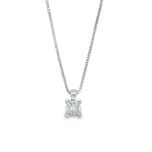 0.18ct PRINCESS CUT DIAMOND SOLITIARE NECKLACE