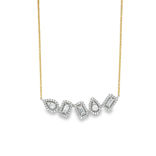 DIAMOND VARIOUS CUT HALO NECKLACE