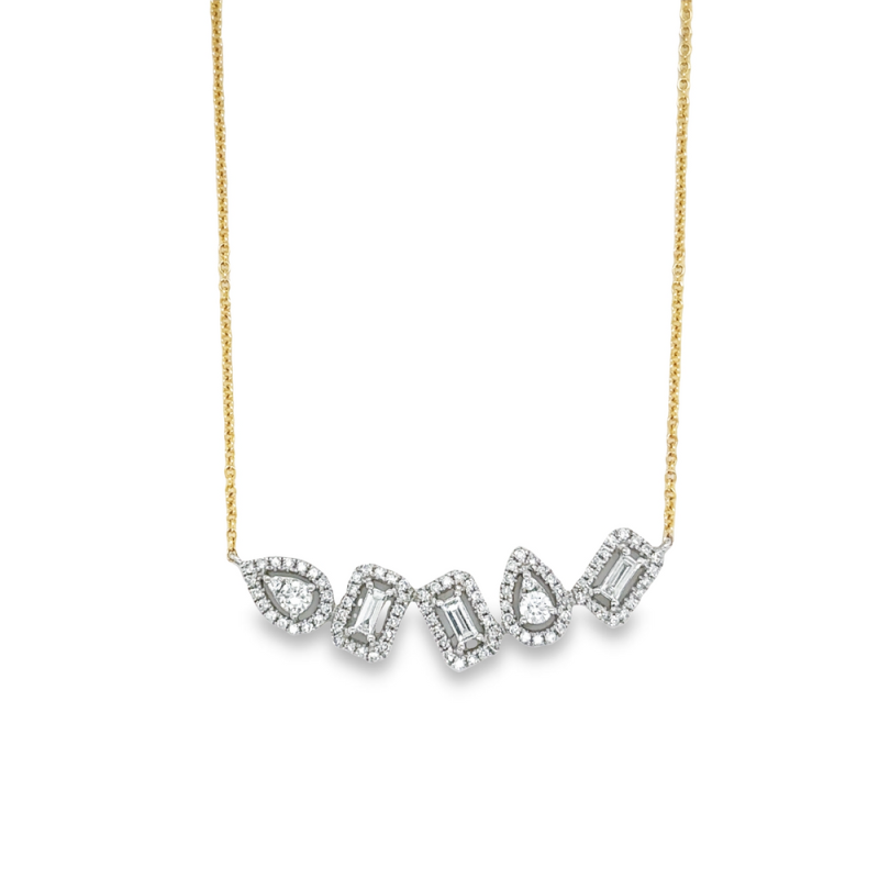 DIAMOND VARIOUS CUT HALO NECKLACE