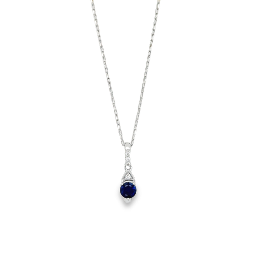 CREATED SAPPHIRE & DIAMOND NECKLACE