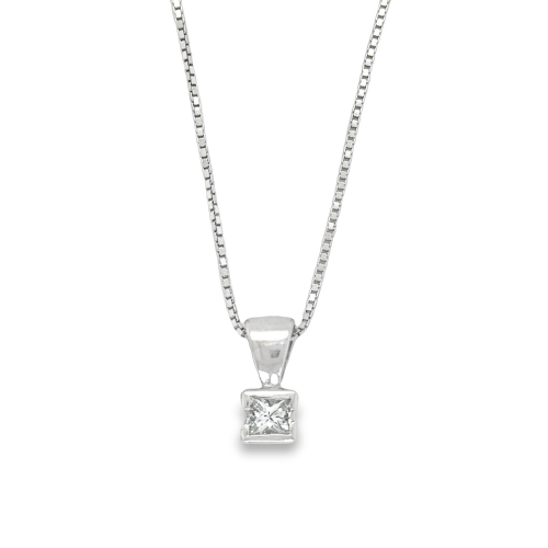 0.40ct PRINCESS CUT DIAMOND SOLITAIRE NECKLACE
