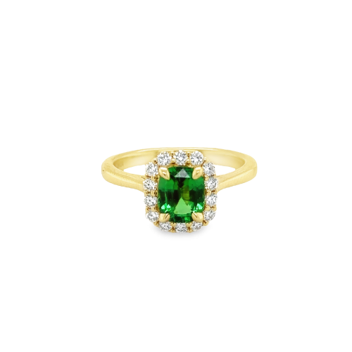 TSAVORITE GARNET & DIAMOND FASHION RING