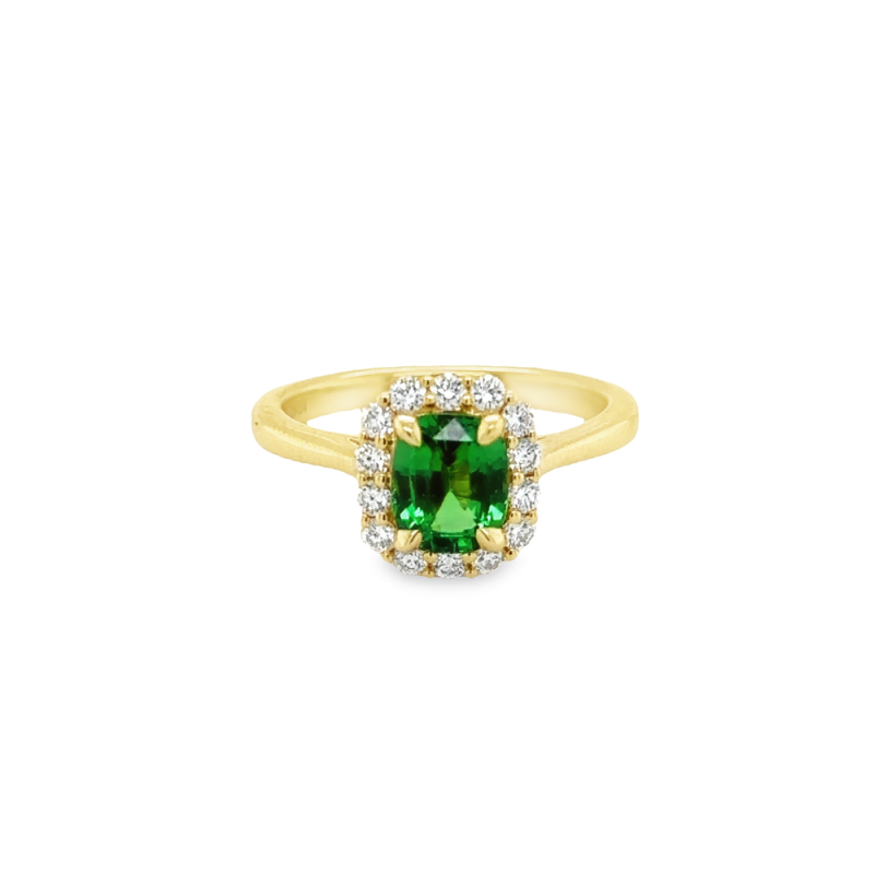 TSAVORITE GARNET & DIAMOND FASHION RING
