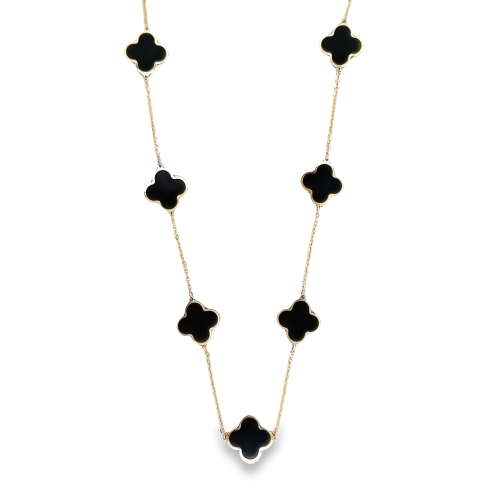 BLACK ONYX CLOVER NECKLACE