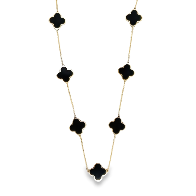 BLACK ONYX CLOVER NECKLACE