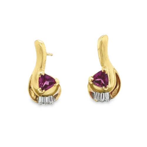 RHODALITE GARNET & DIAMOND EARRINGS