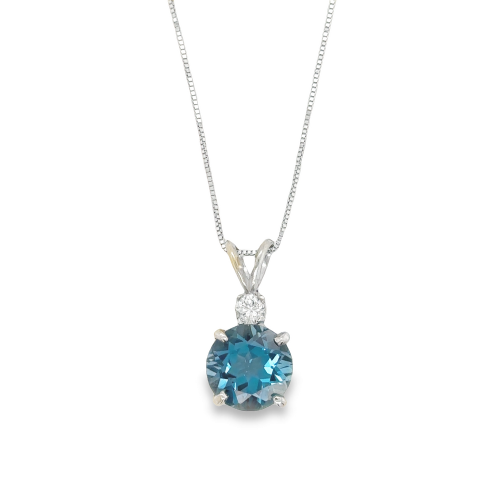 BLUE TOPAZ & DIAMOND NECKLACE