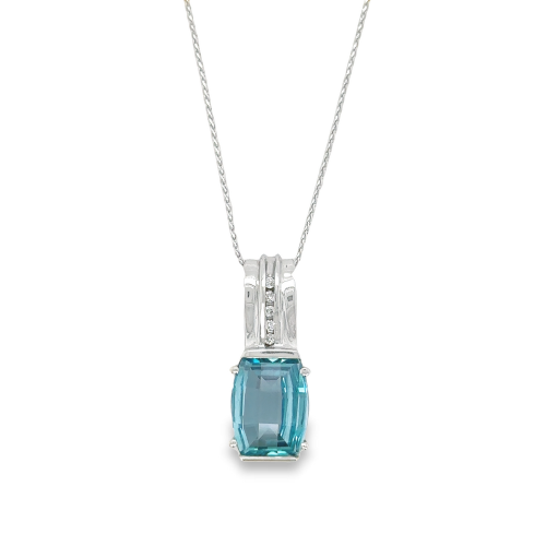 TEAL BLUE TOPAZ & DIAMOND NECKLACE