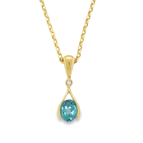 CARIBBEAN BLUE TOPAZ & DIAMOND NECKLACE