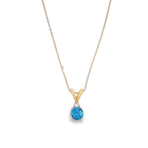 BLUE TOPAZ & DIAMOND NECKLACE