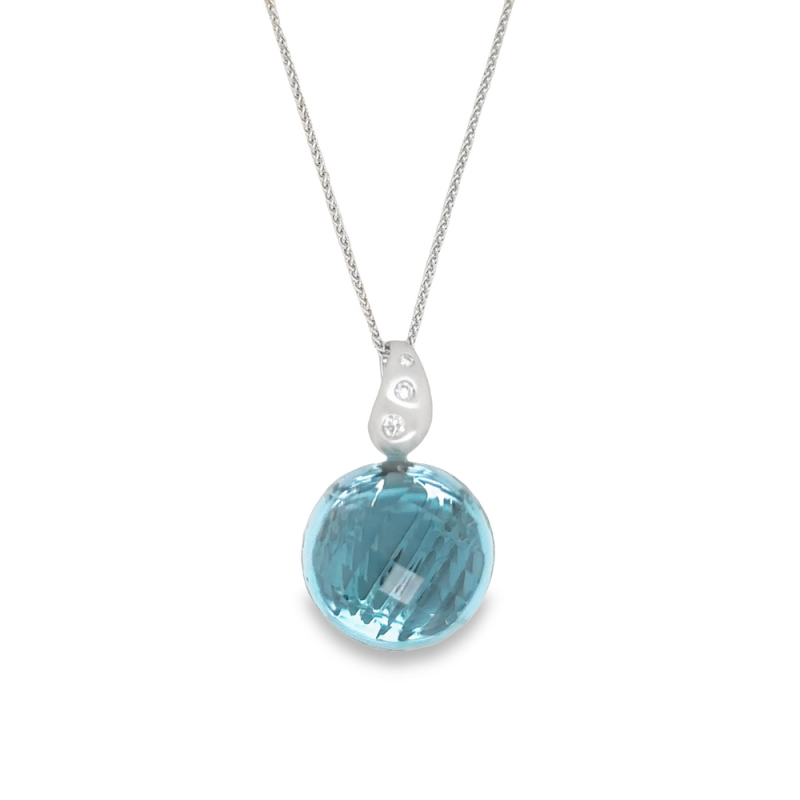 BLUE TOPAZ & DIAMOND NECKLACE