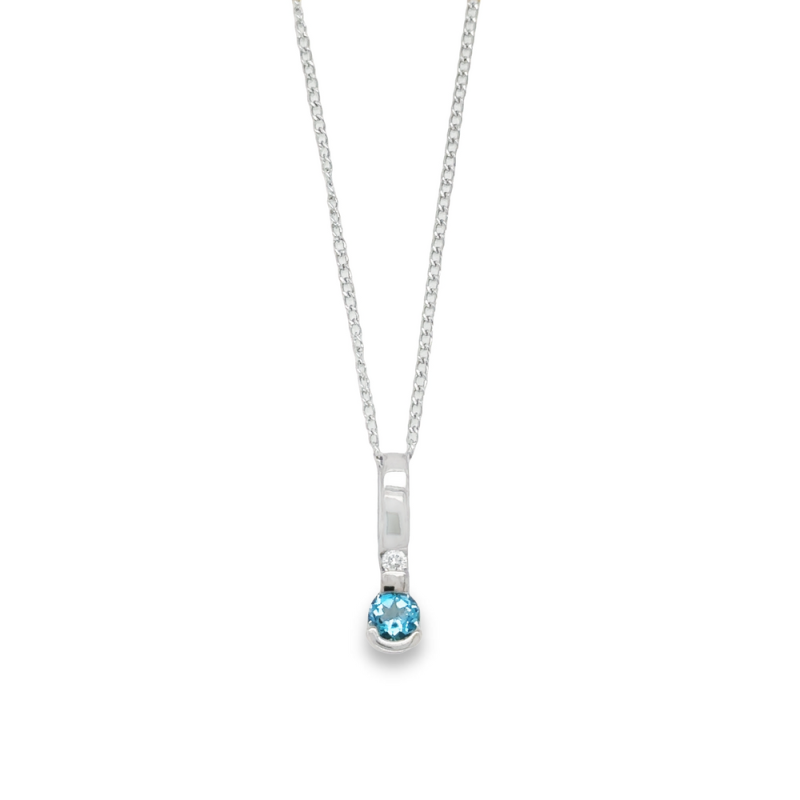 BLUE TOPAZ AND DIAMOND NECKLACE