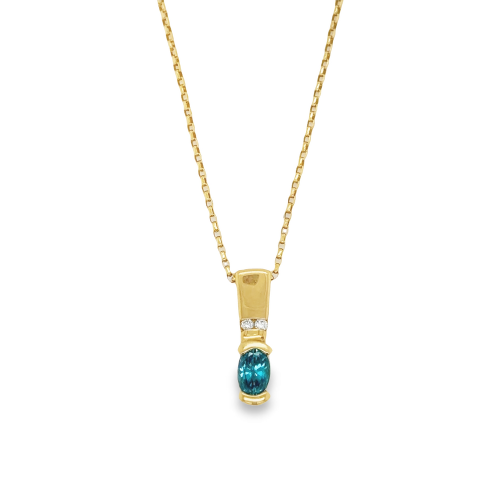 BLUE ZIRCON & DIAMOND NECKLACE
