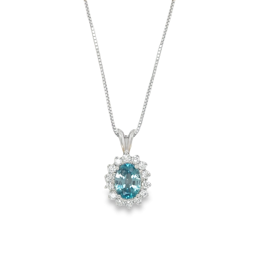 BLUE ZIRCON & DIAMOND NECKLACE