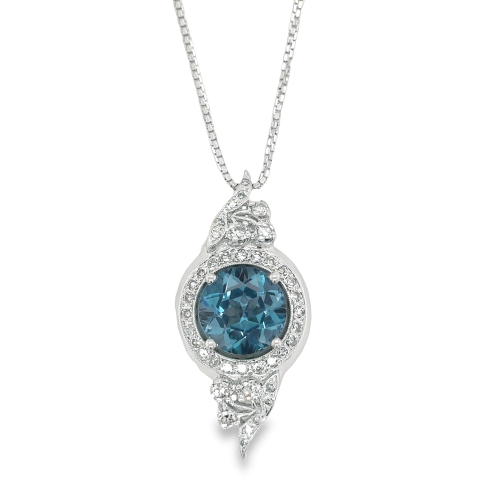 BLUE TOPAZ & DIAMOND NECKLACE