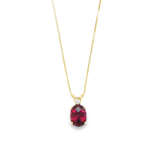 RHODALITE GARNET & DIAMOND NECKLACE