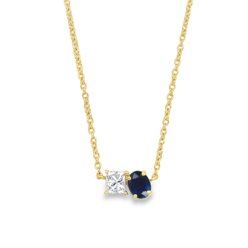 SAPPHIRE & DIAMOND TOI ET MOI NECKLACE