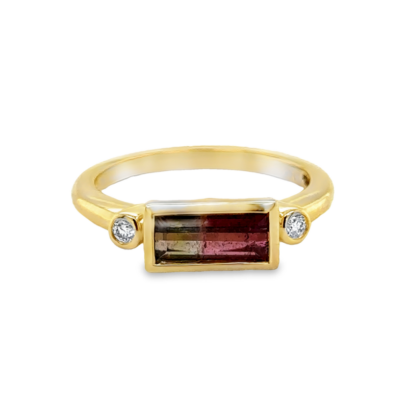 WATERMELON TOURMALINE & DIAMOND RING