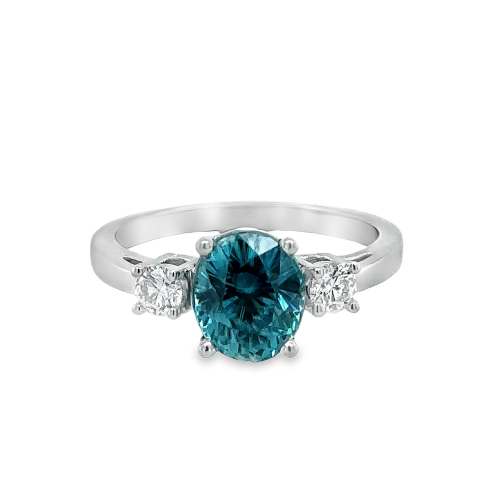 BLUE ZIRCON & DIAMOND RING