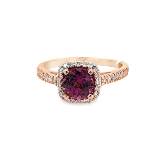 RHODALITE GARNET & DIAMOND FASHION RING