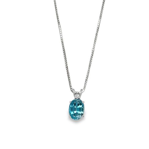 BLUE ZIRCON & DIAMOND NECKLACE
