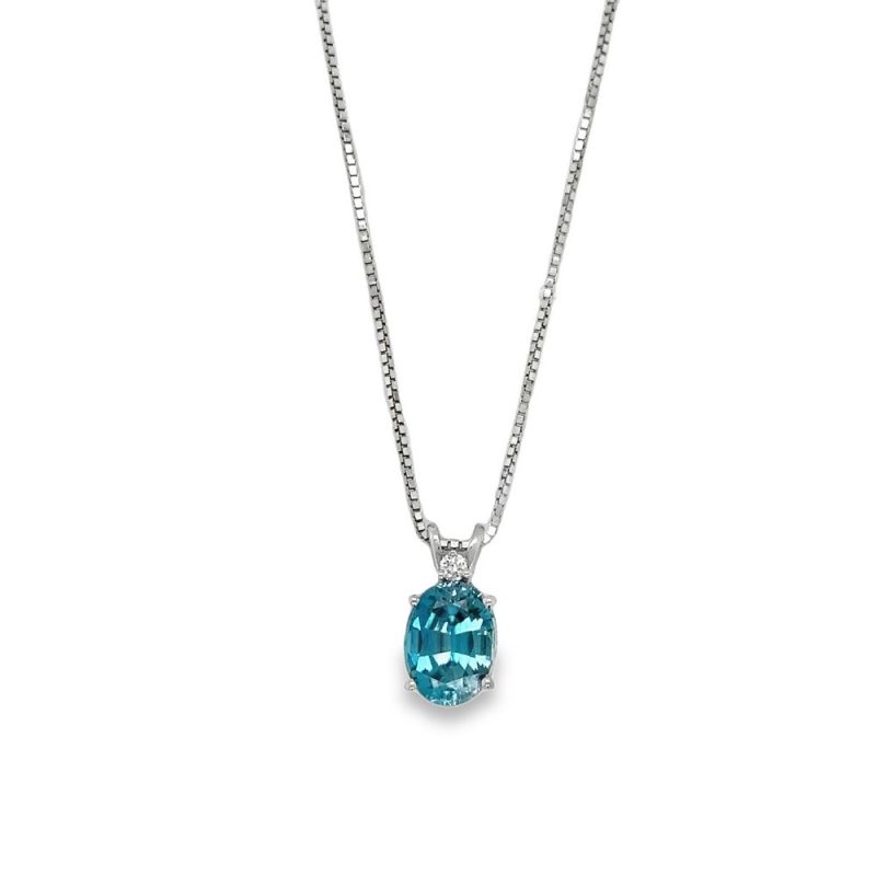 BLUE ZIRCON & DIAMOND NECKLACE