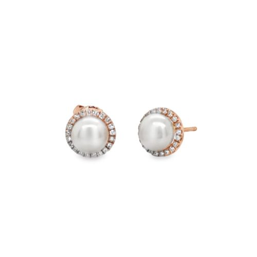 6mm PEARL & DIAMOND EARRINGS