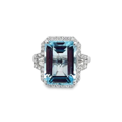 BLUE TOPAZ & DIAMOND RING