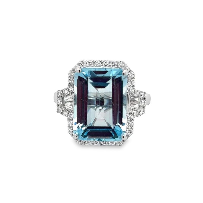 BLUE TOPAZ & DIAMOND RING
