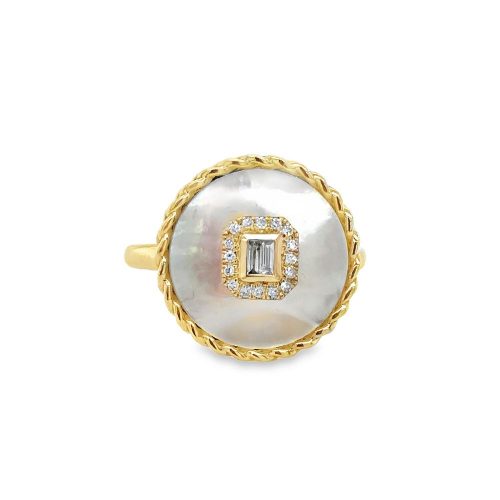 0.12ct TOTAL WEIGHT DIAMOND & MOP FASHION RING