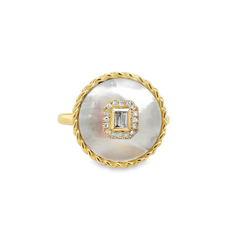0.12ct TOTAL WEIGHT DIAMOND & MOP FASHION RING