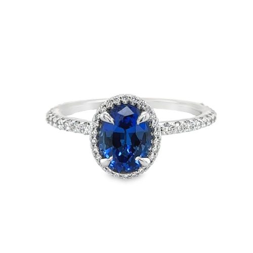 SAPPHIRE & DIAMOND HALO FASHION RING