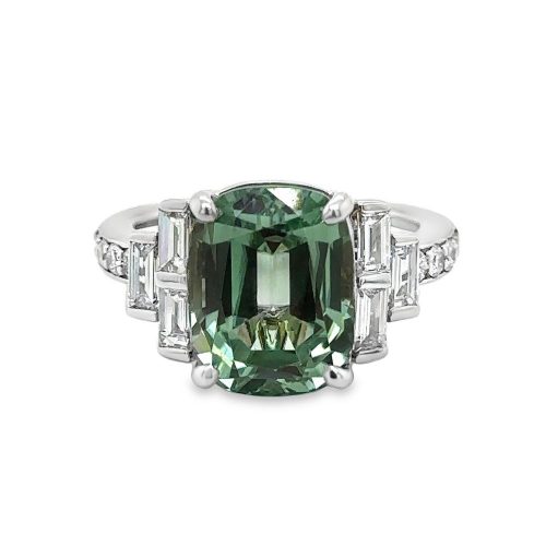 MINT GREEN TOURMALINE & DIAMOND RING