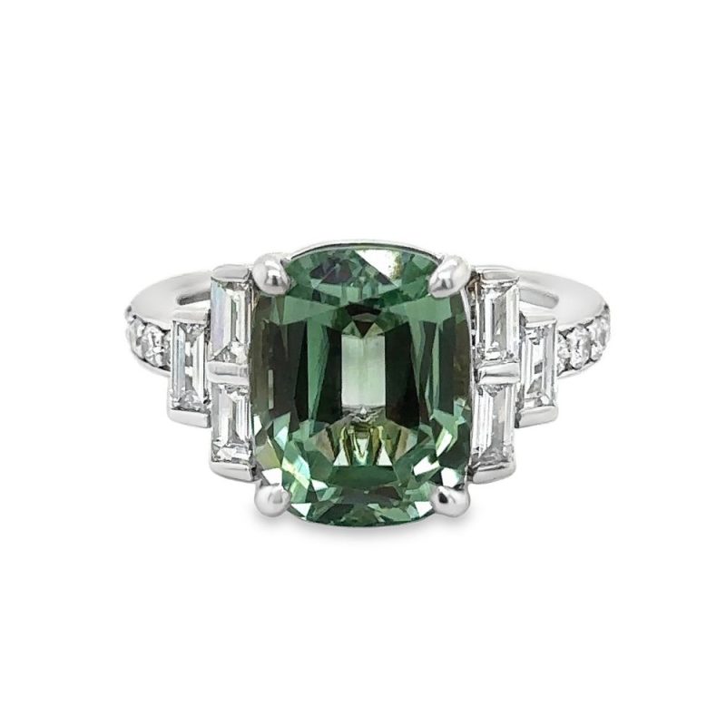 MINT GREEN TOURMALINE & DIAMOND RING