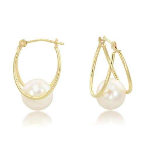 8mm PEARL HOOP EARRINGS