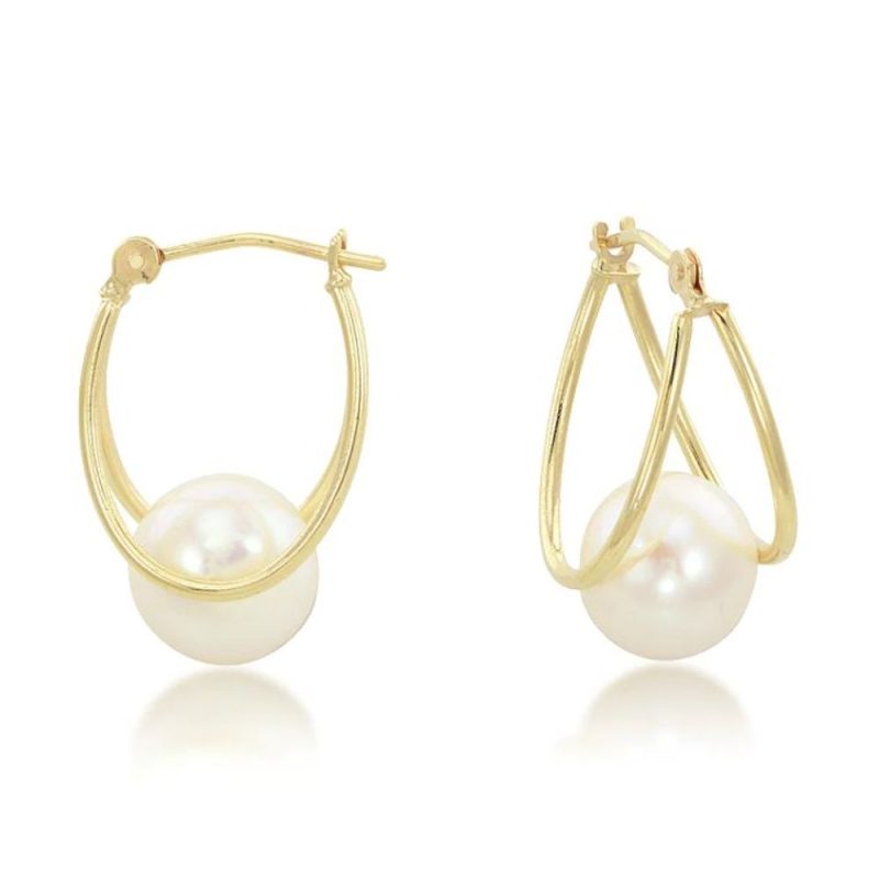 8mm PEARL HOOP EARRINGS