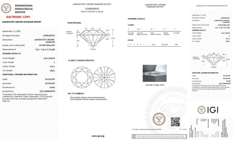 3.04ct E, VVS2 ROUND BRILLIANT CUT LAB GROWN DIAMOND - Image 2