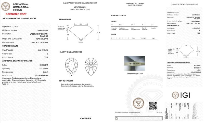 3.08ct E, VS2 PEAR CUT LAB GROWN DIAMOND - Image 2
