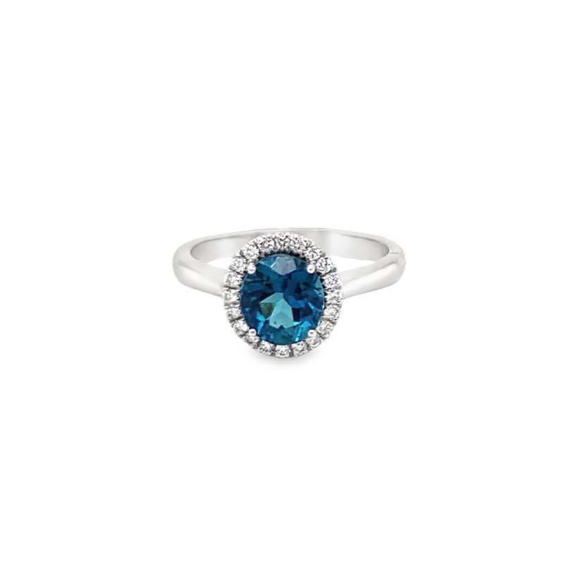 BLUE INDICOLITE & DIAMOND RING