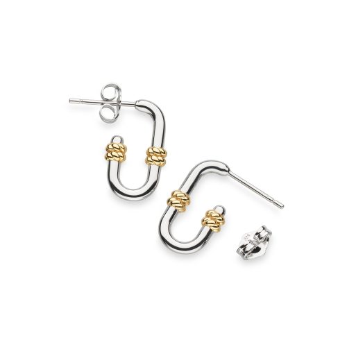 MARINA ROPE BAR LINK GOLDEN STUD HOOP EARRINGS