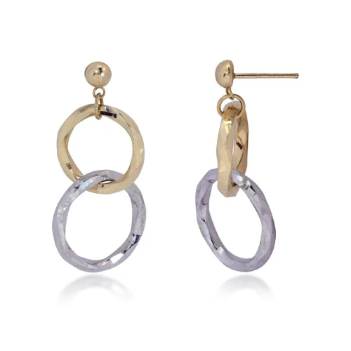 TWISTED DOUBLE CIRCLE DROP DANGLE EARRINGS