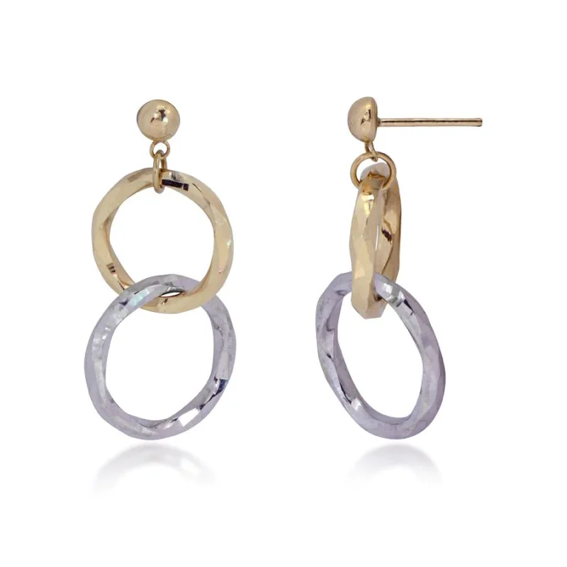 TWISTED DOUBLE CIRCLE DROP DANGLE EARRINGS