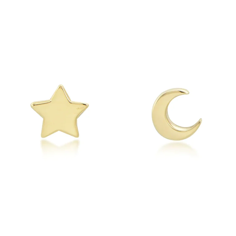 MISMATCHED STAR & MOON STUD EARRINGS