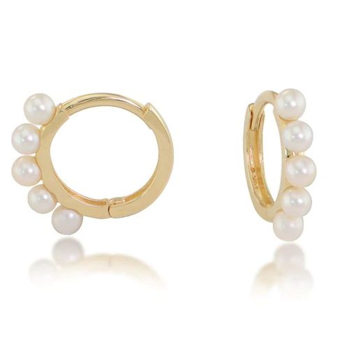 1.5mm PEARL HUGGIE HOOP EARRINGS