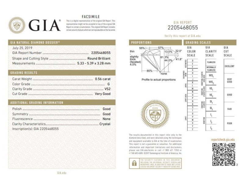 0.56ct G, VS2 Round Brilliant Cut Diamond - Image 2