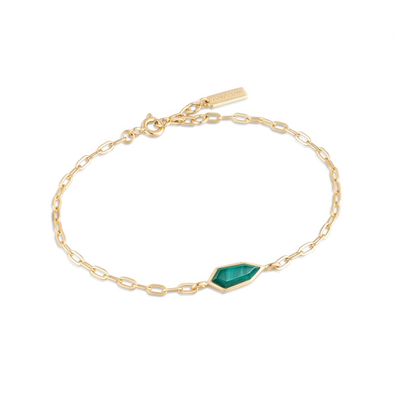 SECOND NATURE MALACHITE EMBLEM CHAIN BRACELET