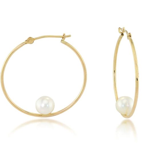 6mm PEARL HOOP EARRINGS