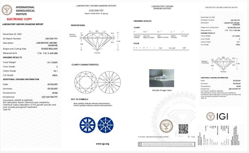 1.81ct E, VS2 ROUND BRILLIANT CUT LAB GROWN DIAMOND - Image 2