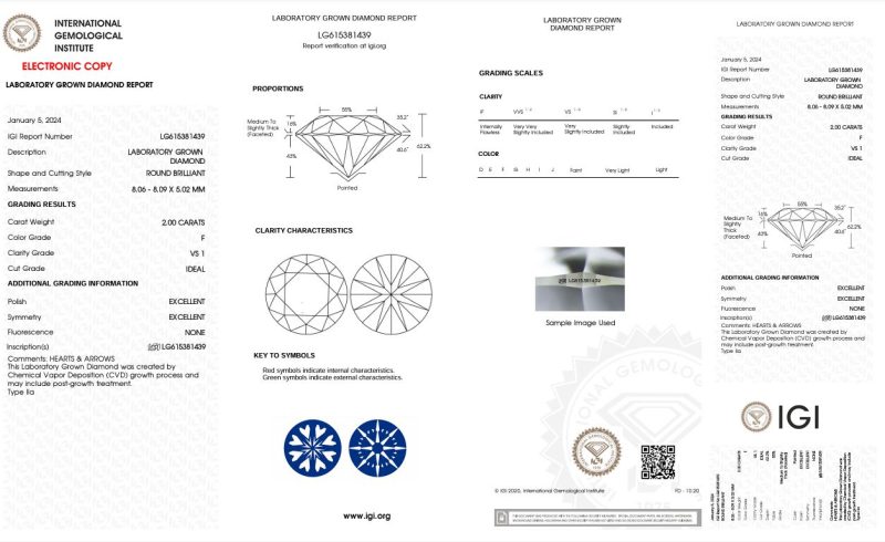 2.00ct F, VS1 ROUND BRILLIANT CUT LAB GROWN DIAMOND - Image 2